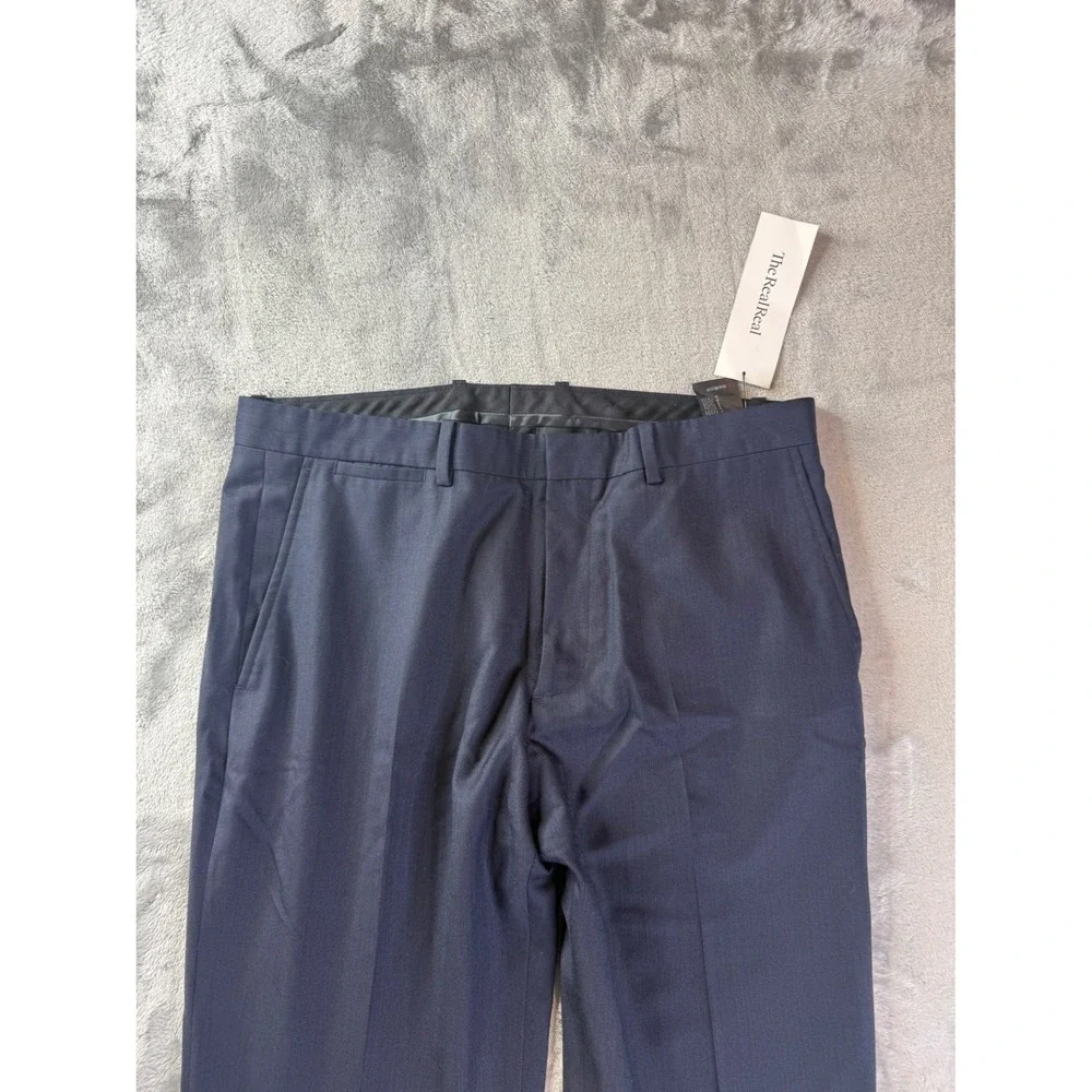 Theory Dress Pants Mens 34 Navy Blue Flat Front Straight Leg Suit Trousers